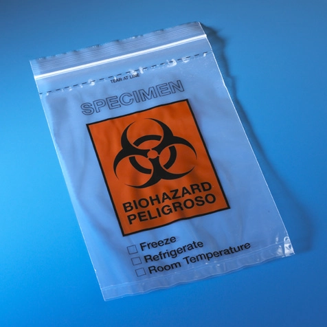 Bag, Biohazard Specimen Transport, 6" x 9", Ziplock with Score Line and Document Pouch, 100/Pack, 10 Packs/Unit — Qty/Unit: 1000