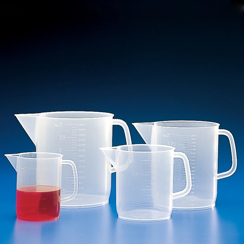 Beaker with Handle, PP, Molded Graduations, 3000mL — Qty/Unit: 27