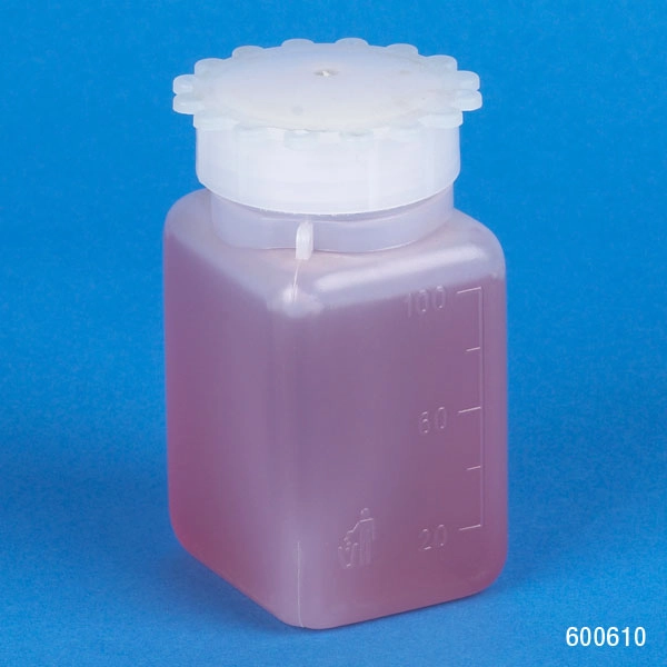 Bottle with Screwcap, Wide Mouth, Square, Graduated, PE (Cap: PP), 100mL — Qty/Unit: 100