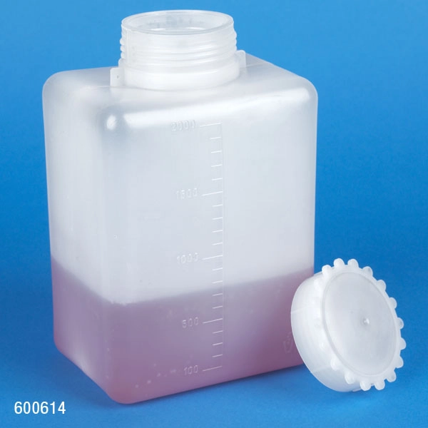 Bottle with Screwcap, Wide Mouth, Square, Graduated, PE (Cap: PP), 2000mL — Qty/Unit: 20