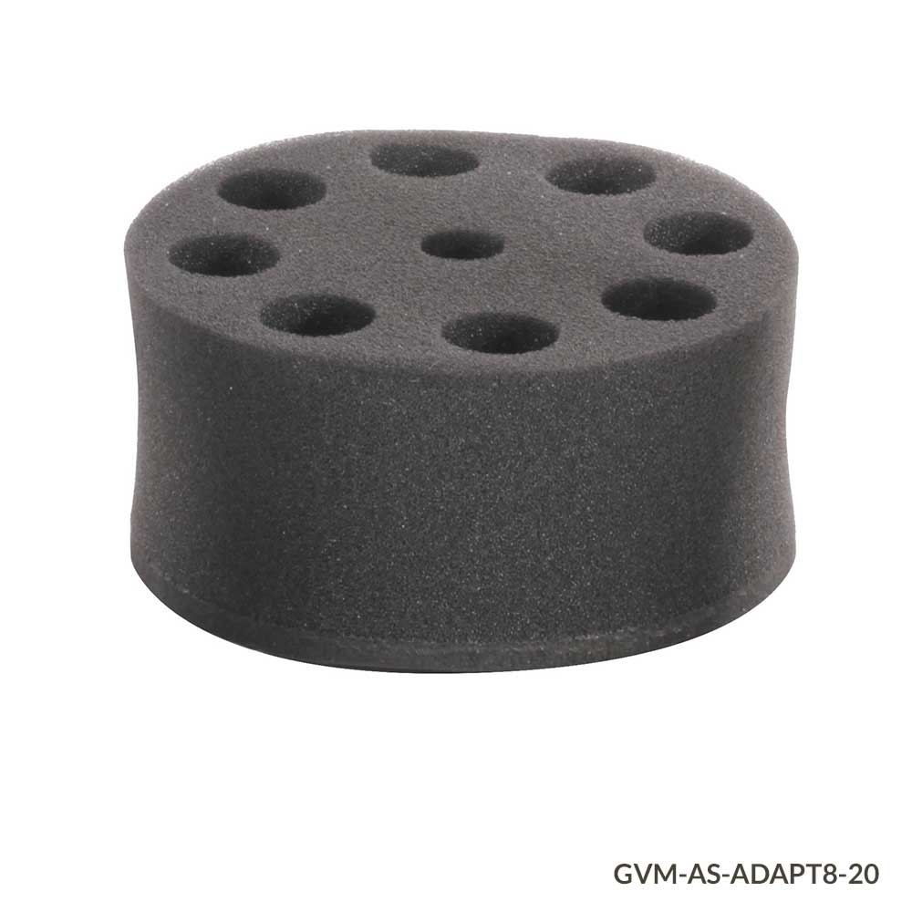 Tube Holder, Foam, for use with GVM Series Vortex Mixers, 8-Place, for 20mm Tubes (must use with Plate Adapter VM-AS-PLATE or Vortexing Rod VM-AS-ROD) — Qty/Unit: 1