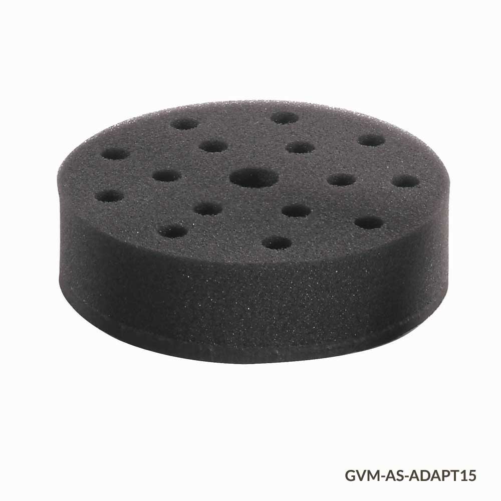 Tube Holder, Foam, for use with GVM Series Vortex Mixers, 15-Place, for 10mm Tubes (must use with Plate Adapter VM-AS-PLATE or Vortexing Rod VM-AS-ROD) — Qty/Unit: 1