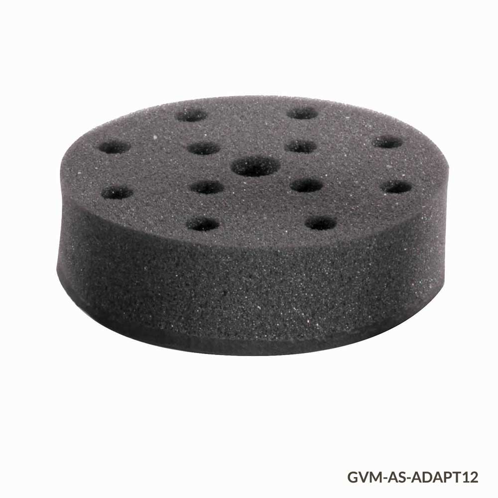 Tube Holder, Foam, for use with GVM Series Vortex Mixers, 12-Place, for 12mm Tubes (must use with Plate Adapter VM-AS-PLATE or Vortexing Rod VM-AS-ROD) — Qty/Unit: 1