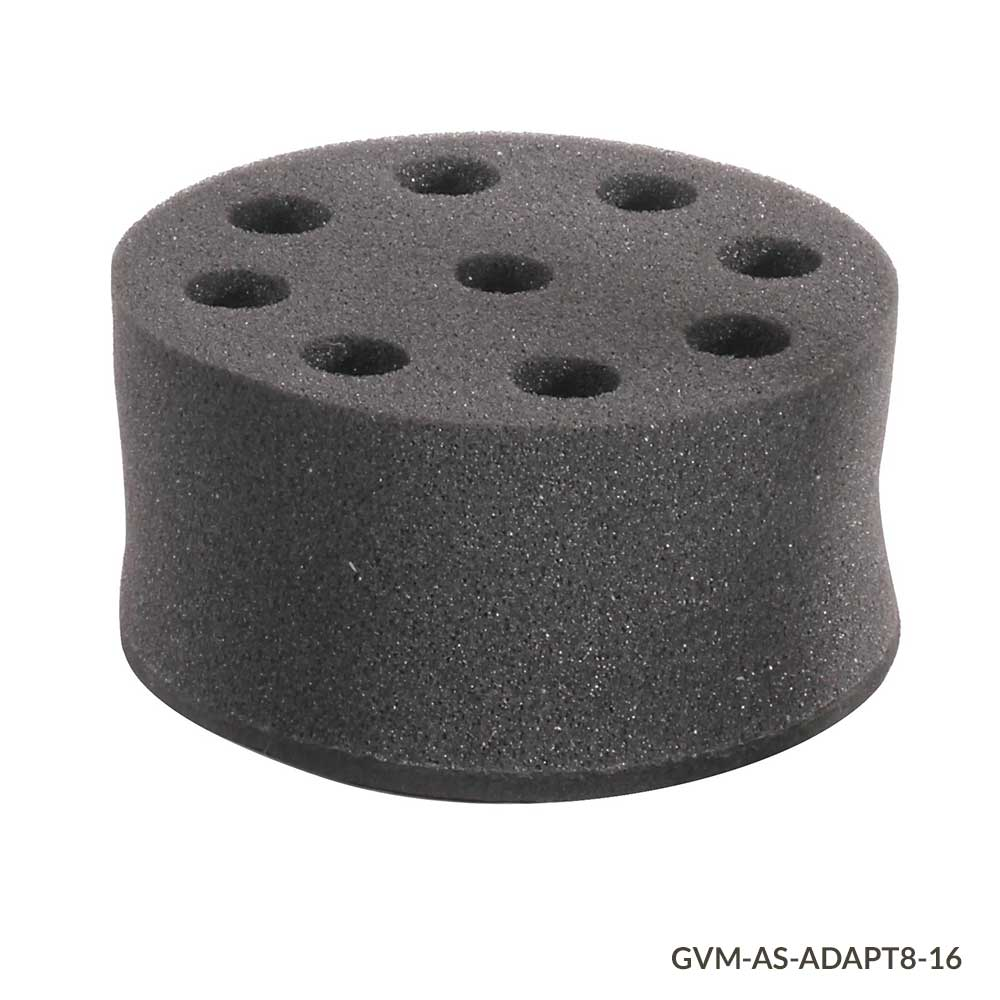 Tube Holder, Foam, for use with GVM Series Vortex Mixers, 8-Place, for 16mm Tubes (must use with Plate Adapter VM-AS-PLATE or Vortexing Rod VM-AS-ROD) — Qty/Unit: 1