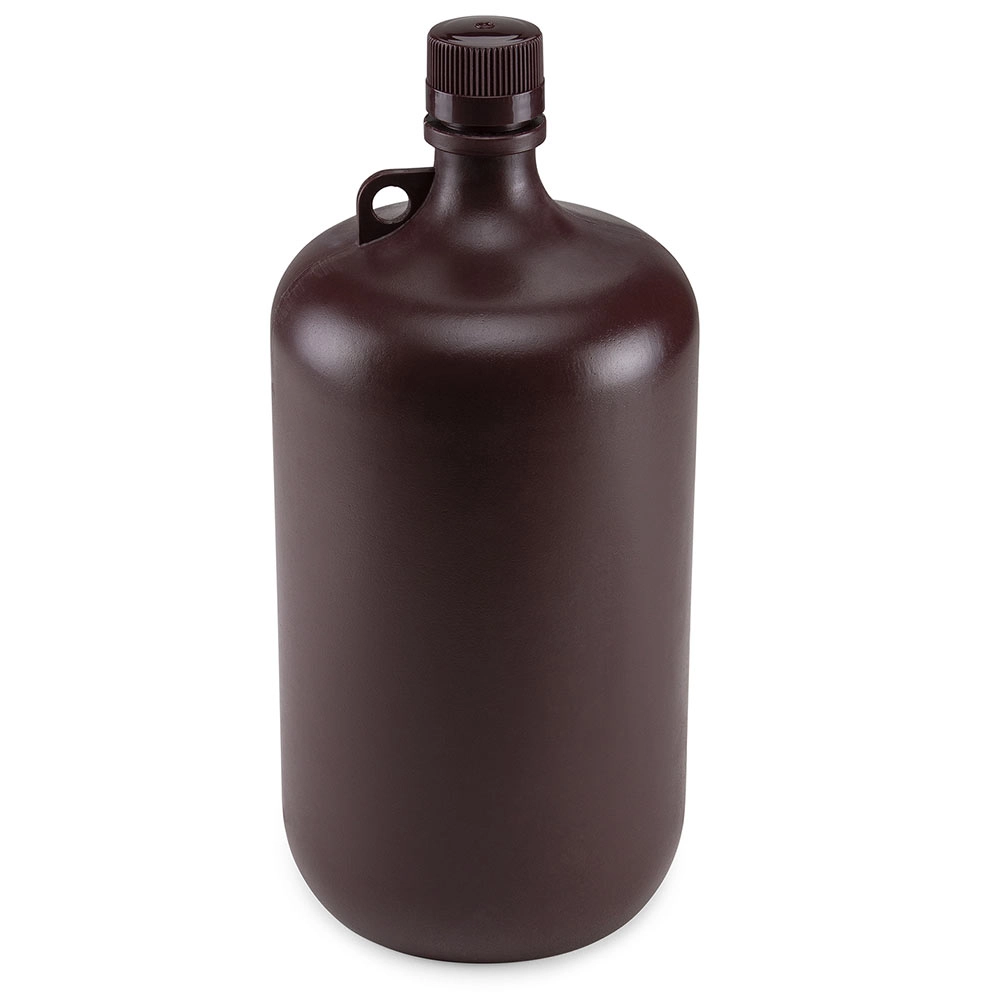 Bottle, Narrow Mouth, Amber PP Bottle, Attached PP Screw Cap, 4 Litres (1 Gallon) — Qty/Unit: 1