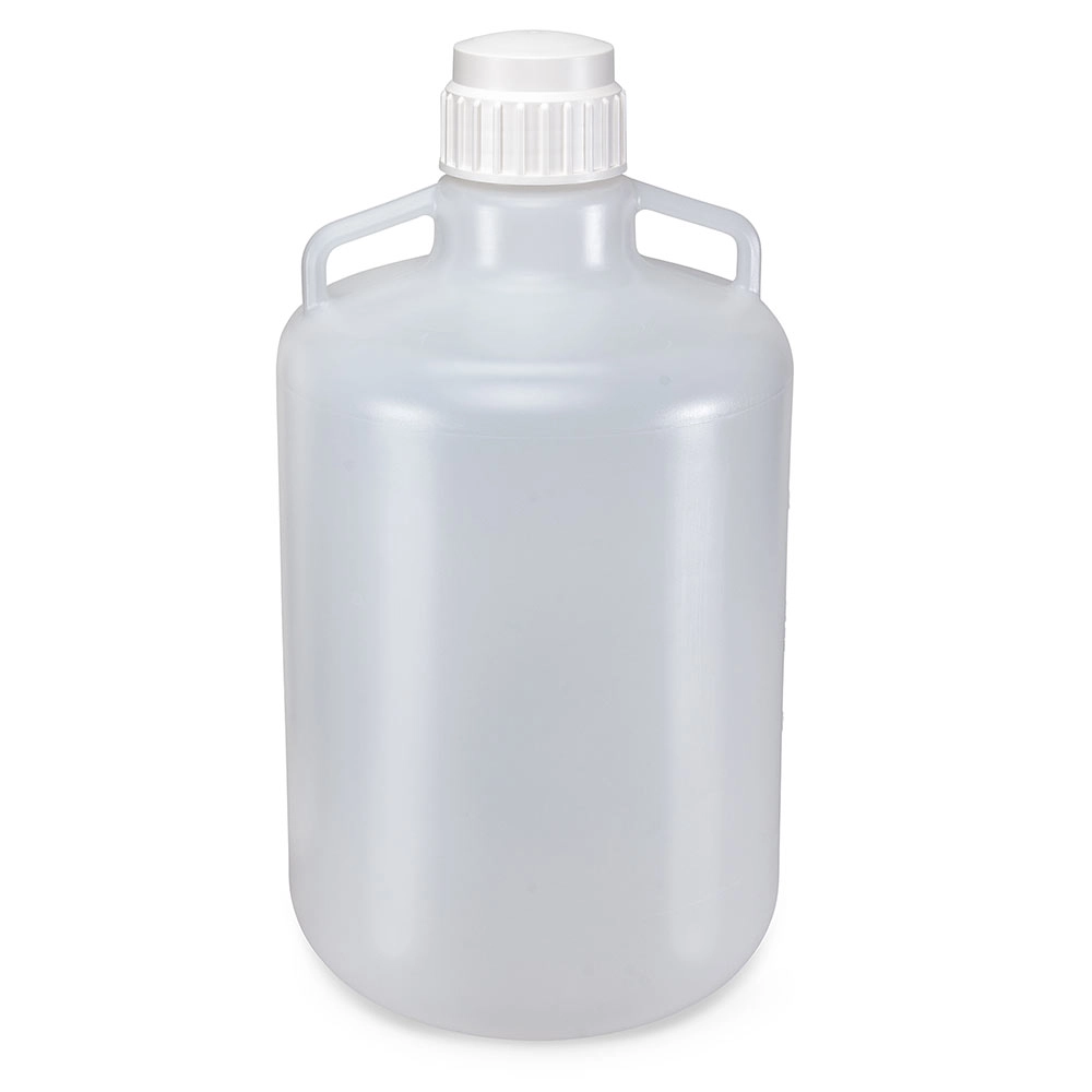 Carboy, Round with Handles, PP, White PP Screwcap, 20 Liter, Molded Graduations, Autoclavable — Qty/Unit: 1