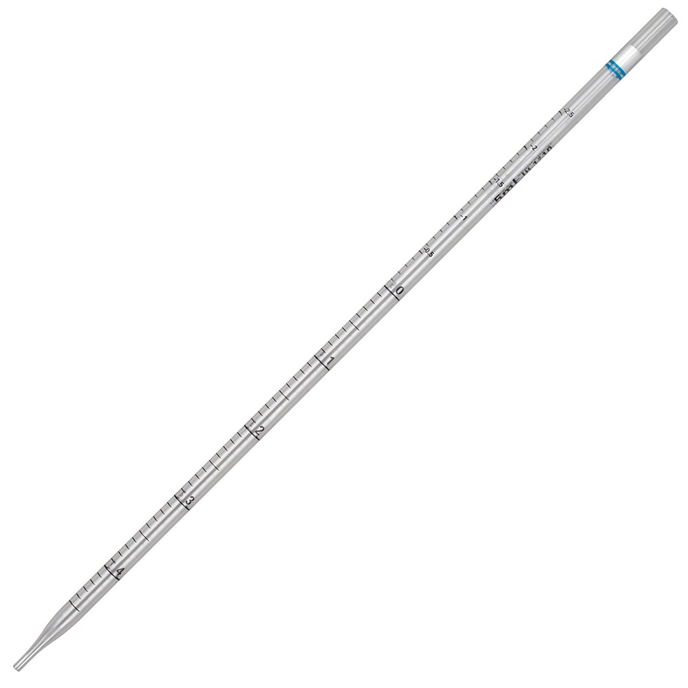 Serological Pipette, Diamond Essentials, 5mL, PS, Standard Tip, 342mm, STERILE, Blue Band, Individually Wrapped, 50/Bag, 4 Bags/Unit — Qty/Unit: 200