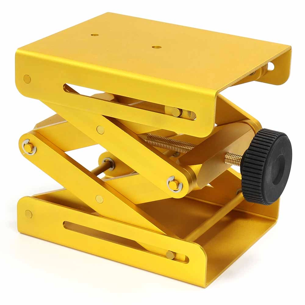 Lab Jack, Heavy Duty, Metal, Large, Yellow, Base: 5.9" x 4.75" (150 x 121mm), Minimum Height: 3.1" (78mm), Maximum Height: 10.9" (278mm), Load Capacity: 175 lbs. (80 kgs) — Qty/Unit: 1