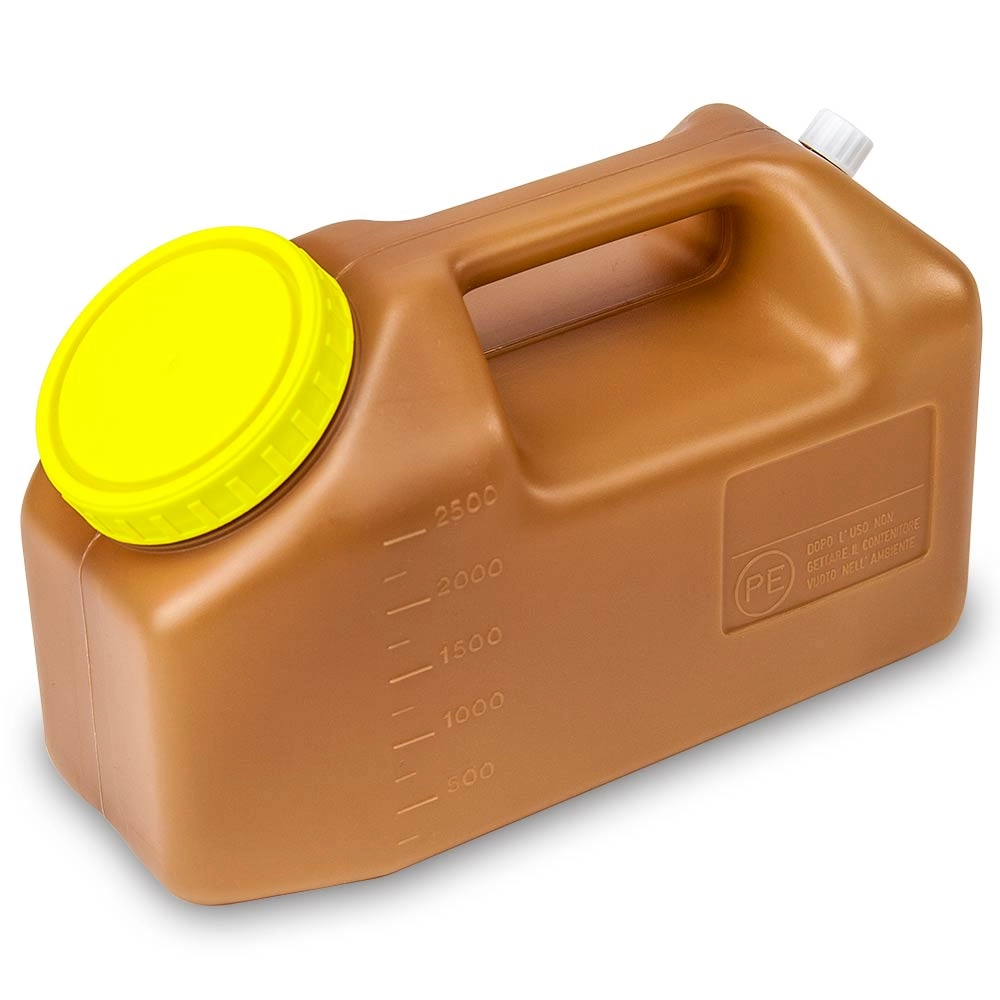 Container, 24 Hour Urine Collection, 2500mL (2.5 Liter), Affixed Screwcap, Amber — Qty/Unit: 30