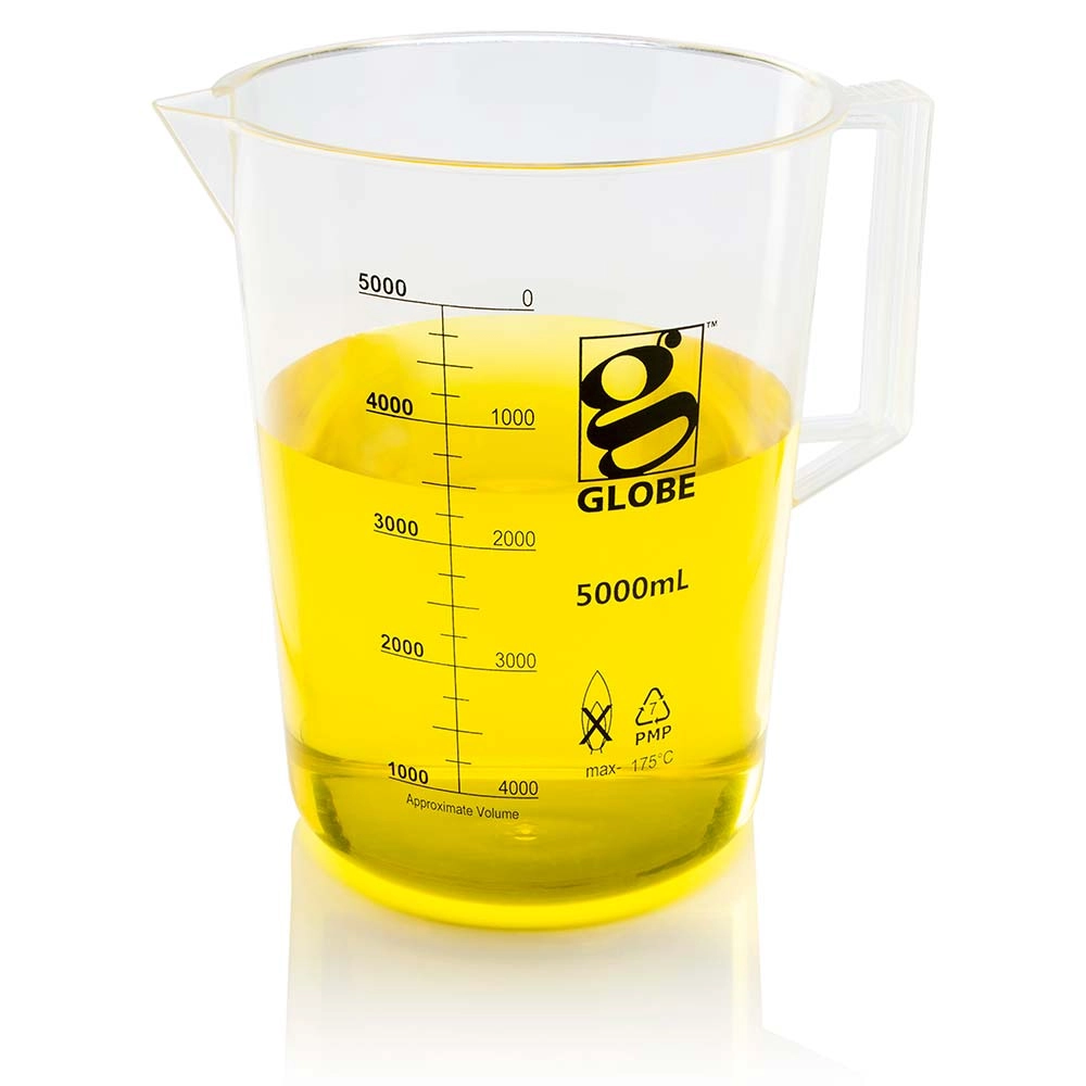 Beaker with Handle, Diamond Essentials, Low Form, Printed Graduations, PMP, 5000mL, 1/Bag — Qty/Unit: 1