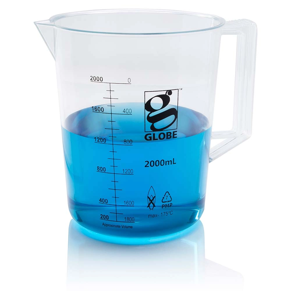 Beaker with Handle, Diamond Essentials, Low Form, Printed Graduations, PMP, 2000mL, 1/Bag — Qty/Unit: 1