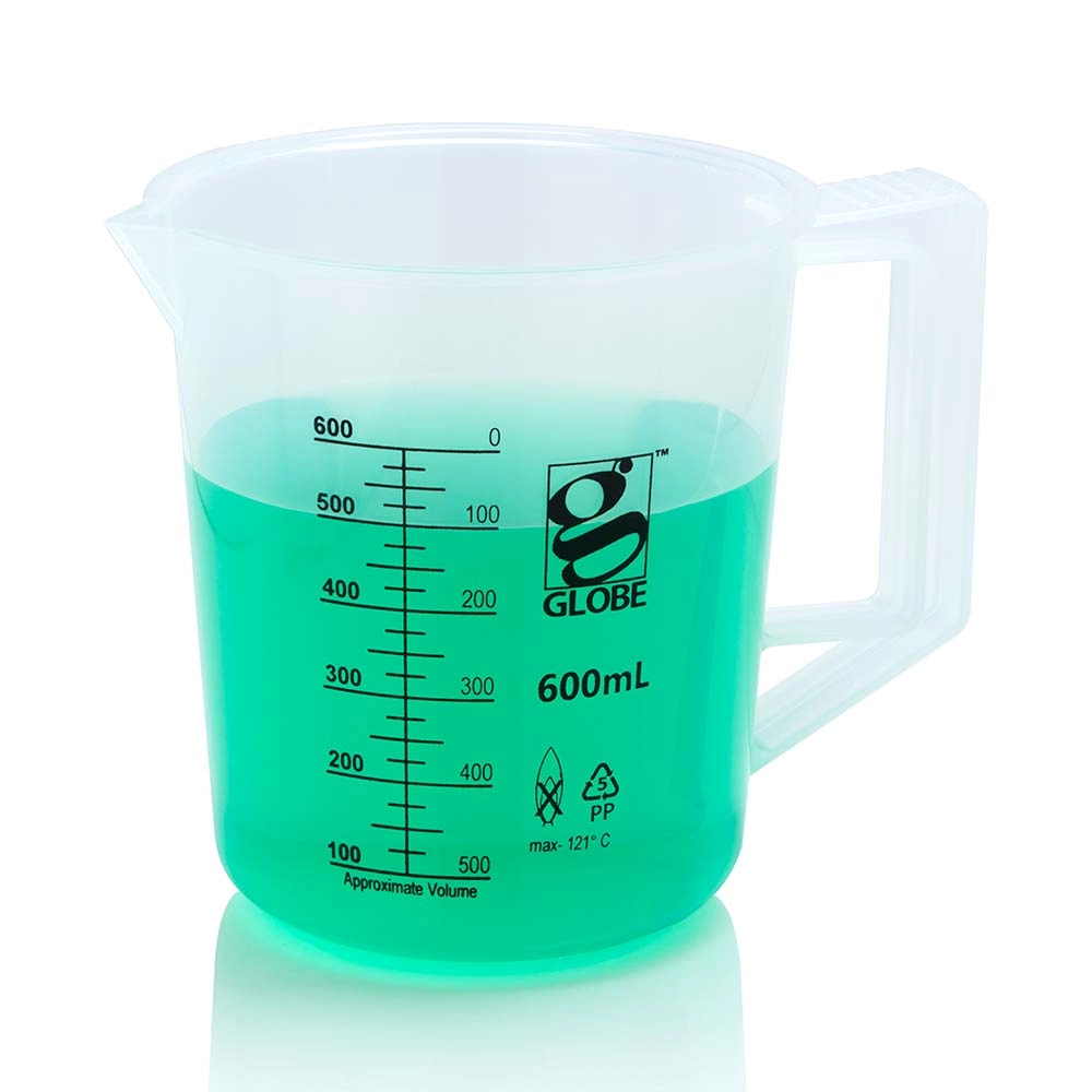 Beaker with Handle, Diamond Essentials, Low Form, Printed Graduations, PP, 600mL, 1/Bag — Qty/Unit: 1