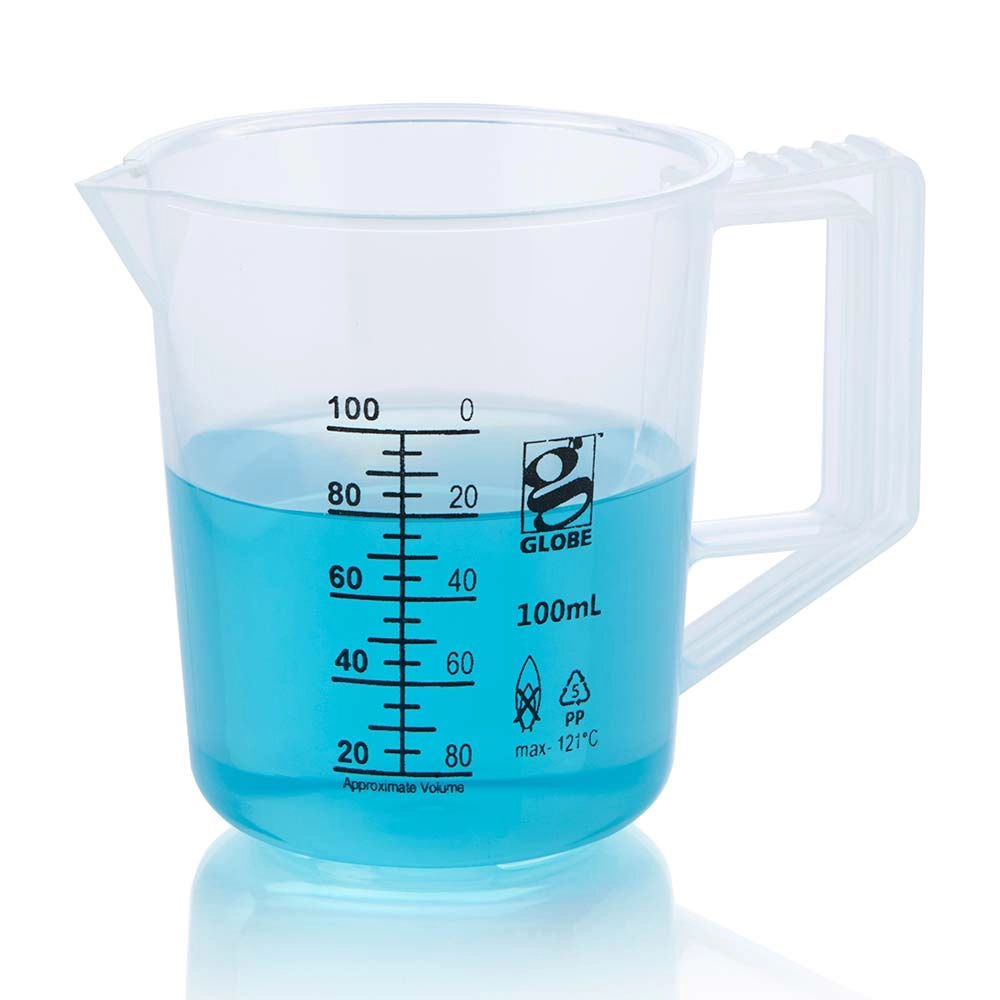 Beaker with Handle, Diamond Essentials, Low Form, Printed Graduations, PP, 100mL, 1/Bag — Qty/Unit: 1