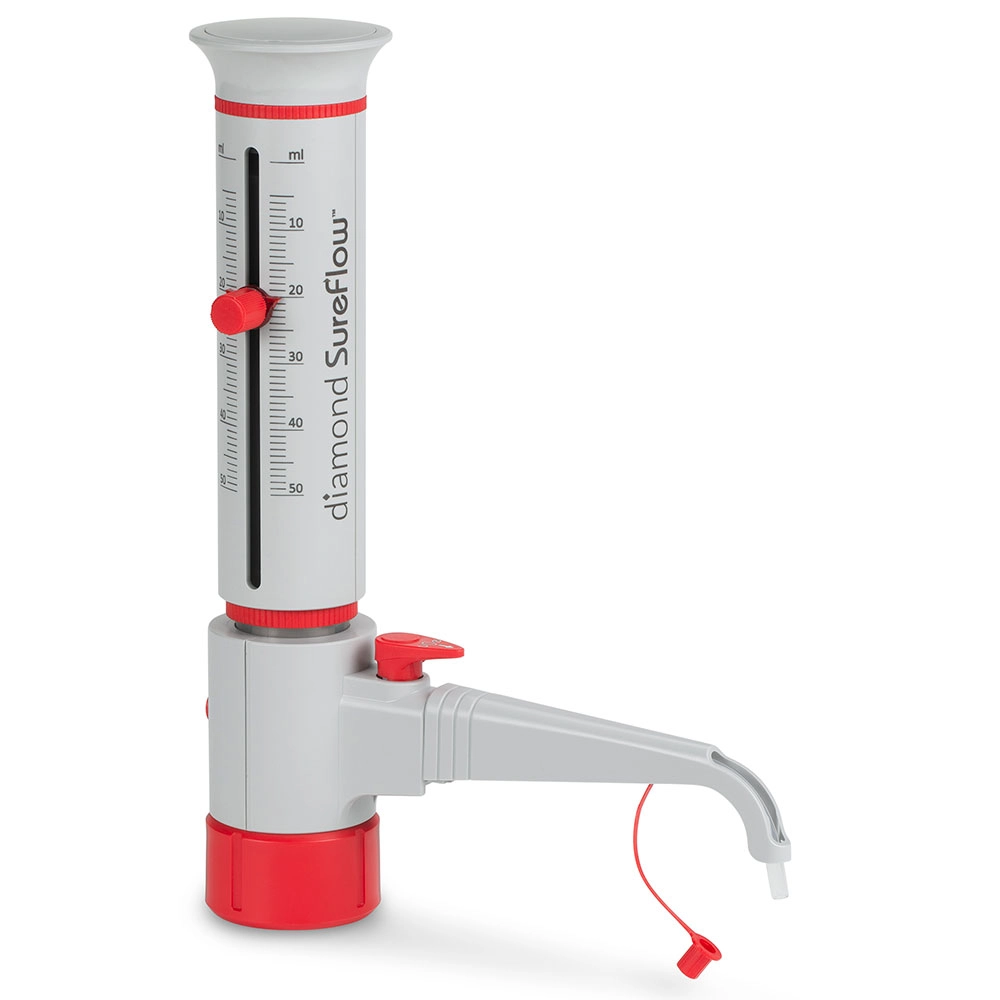 Bottle Top Dispenser, Diamond SureFlow, with Recirculation, 5.0mL to 50.0mL, 1.0mL increments — Qty/Unit: 1