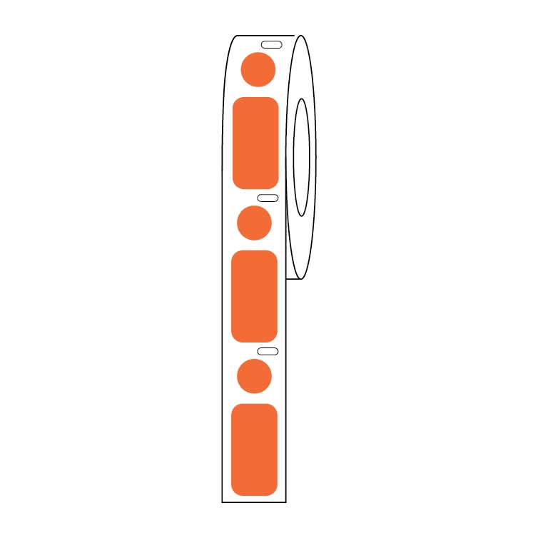 Label/Dot Combo Roll, Cryo, Direct Thermal, 24x13mm & 9.5mm Dot, for 1.5mL Tubes, Orange — Qty/Unit: 500