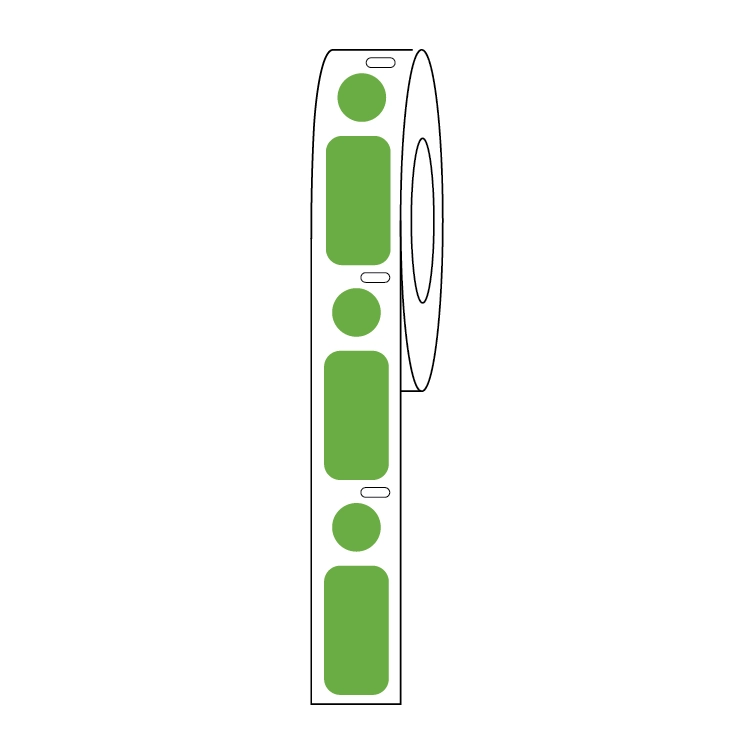 Label/Dot Combo Roll, Cryo, Direct Thermal, 24x13mm & 9.5mm Dot, for 1.5mL Tubes, Green — Qty/Unit: 500