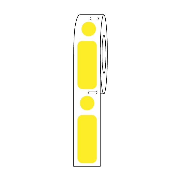 Label/Dot Combo Roll, Cryo, Direct Thermal, 33x13mm & 9.5mm Dot, for 2.0mL Tubes, Yellow — Qty/Unit: 500