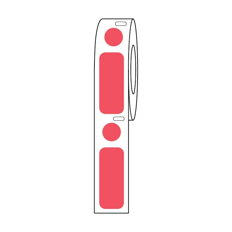 Label/Dot Combo Roll, Cryo, Direct Thermal, 33x13mm & 9.5mm Dot, for 2.0mL Tubes, Red — Qty/Unit: 500