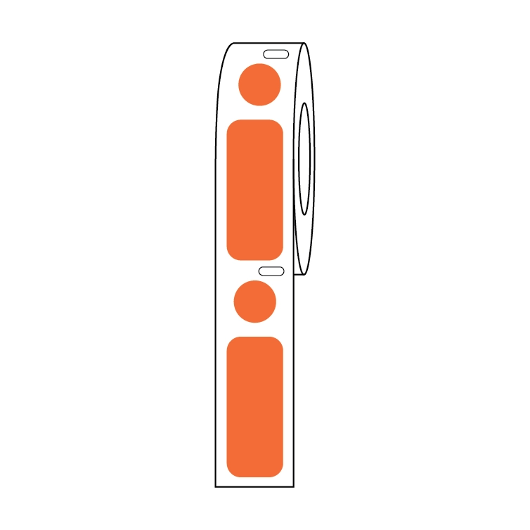 Label/Dot Combo Roll, Cryo, Direct Thermal, 33x13mm & 9.5mm Dot, for 2.0mL Tubes, Orange — Qty/Unit: 500