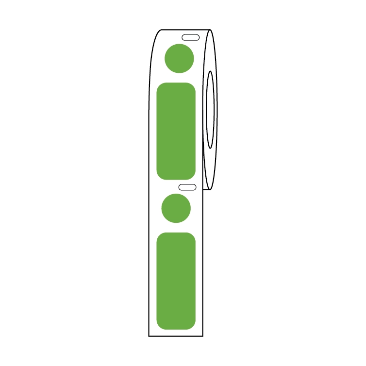 Label/Dot Combo Roll, Cryo, Direct Thermal, 33x13mm & 9.5mm Dot, for 2.0mL Tubes, Green — Qty/Unit: 500