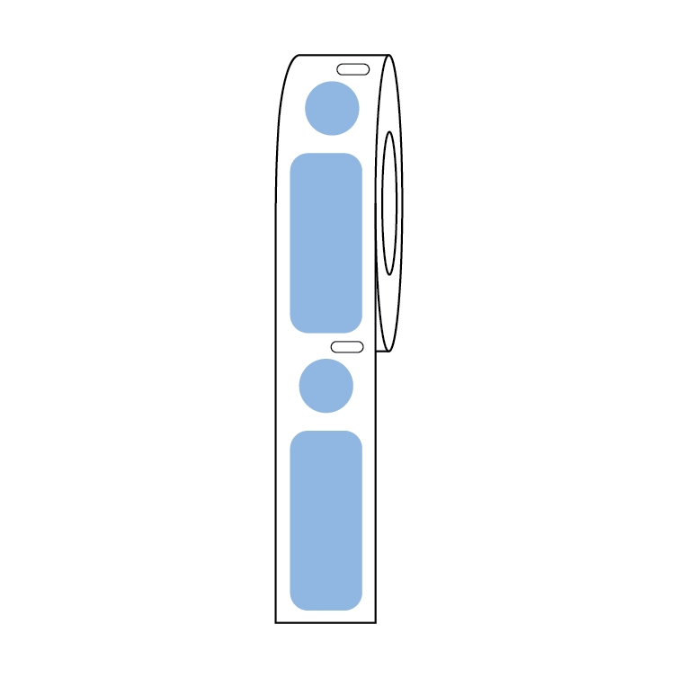 Label/Dot Combo Roll, Cryo, Direct Thermal, 33x13mm & 9.5mm Dot, for 2.0mL Tubes, Blue — Qty/Unit: 500