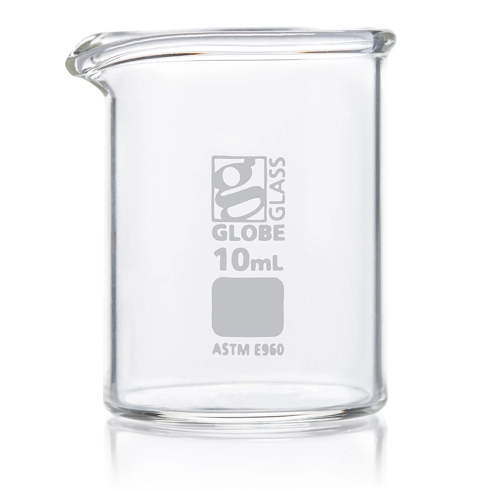 Beaker, Globe Glass, 10mL, Low Form Griffin Style, ASTM E960, 12/Box — Qty/Unit: 12