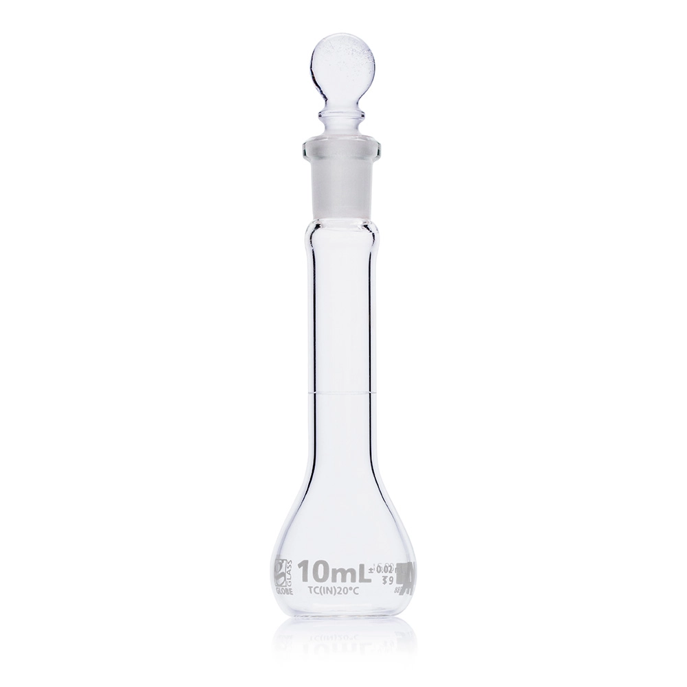 Flask, Volumetric , Globe Glass, 10mL, Class A, To Contain (TC), ASTM E288, 6/Box — Qty/Unit: 6