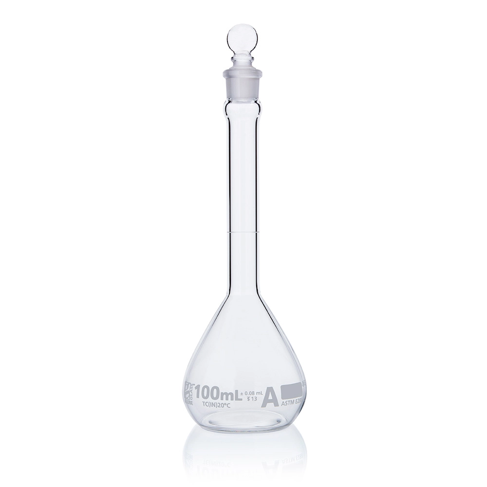 Flask, Volumetric , Globe Glass, 100mL, Class A, To Contain (TC), ASTM E288, 6/Box — Qty/Unit: 6