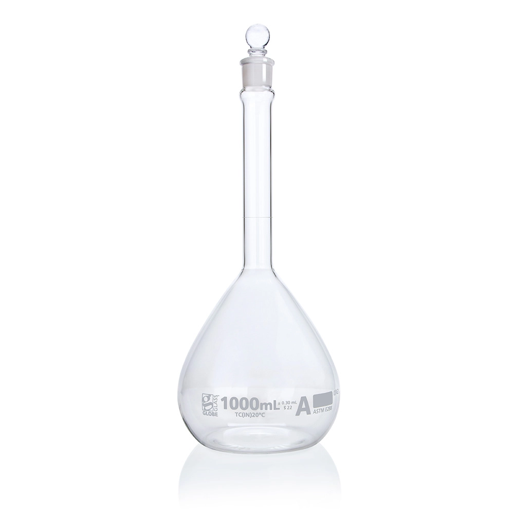 Flask, Volumetric , Globe Glass, 1000mL, Class A, To Contain (TC), ASTM E288, 1/Box — Qty/Unit: 1