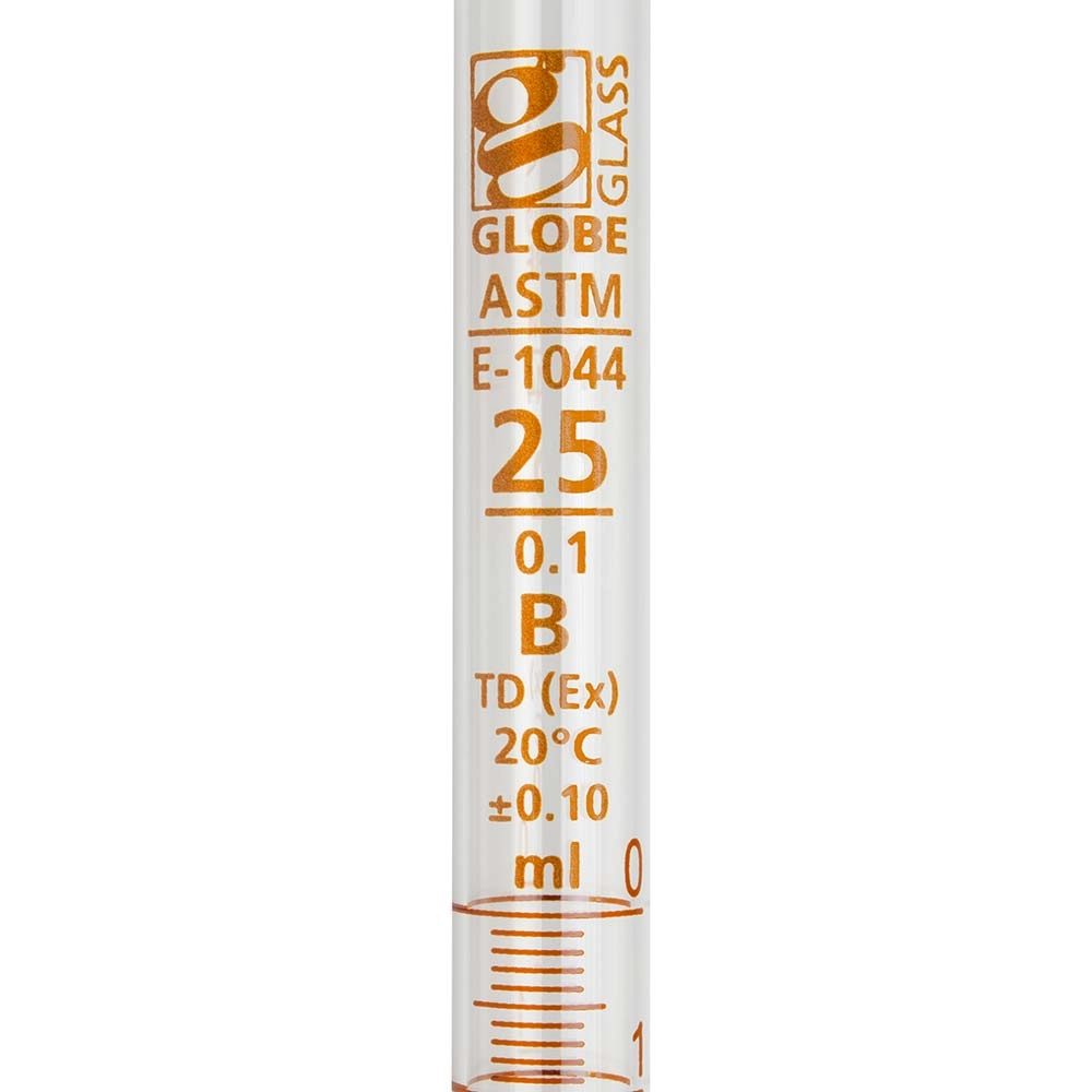 Pipette, Serological, Globe Glass, Reusable, 25mL, To Deliver (TD), 0.1 Graduations, White Band, ASTM E1044, 6/Box — Qty/Unit: 6