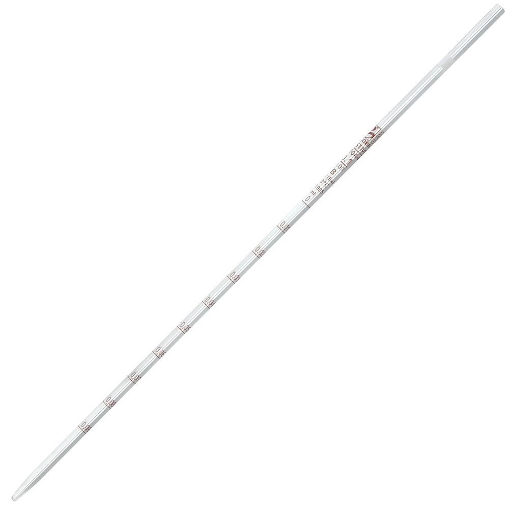 Pipette, Serological, Globe Glass, Reusable, 0.1mL, To Deliver (TD), 0.01 Graduations, White Band, ASTM E1044, 6/Box — Qty/Unit: 6