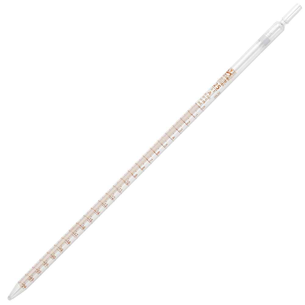 Pipette, Serological, Globe Glass, Reusable, 25mL, Class A, To Deliver (TD), 0.1 Graduations, White Band, 6/Box — Qty/Unit: 6