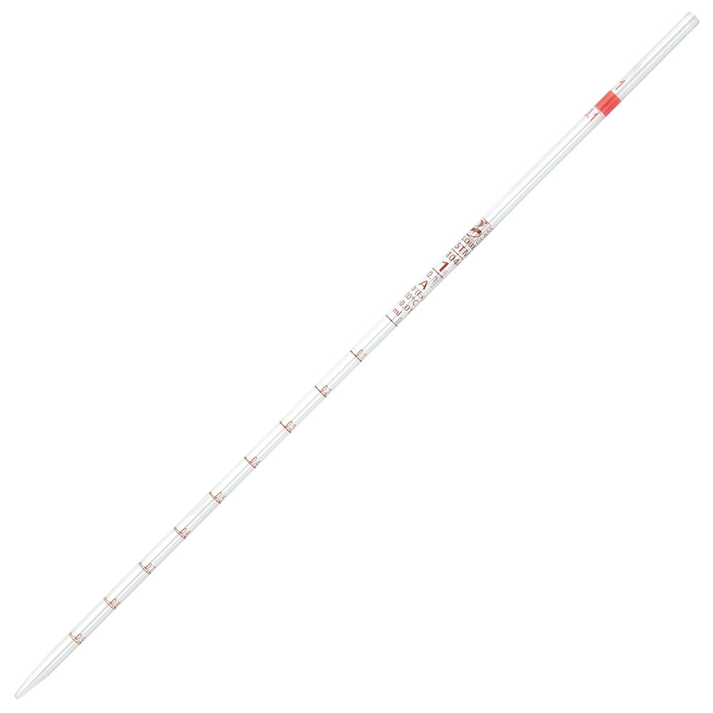 Pipette, Serological, Globe Glass, Reusable, 1mL, Class A, To Deliver (TD), 0.1 Graduations, Red Band, 6/Box — Qty/Unit: 6