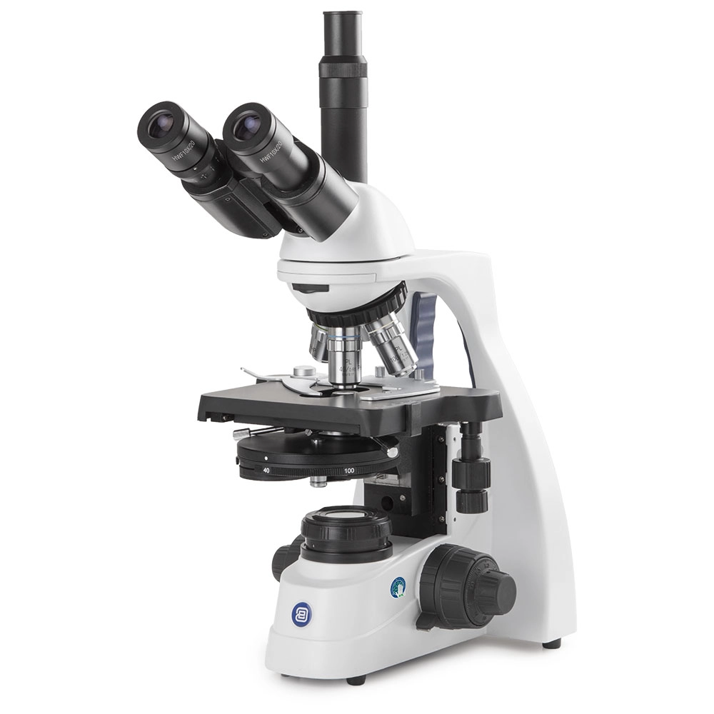 bScope trinocular microscope, HWF 10x/20mm eyepieces and quintuple nosepiece with Plan phase PLPHI 10/20/S40/S100x oil infinity corrected objectives, 131 x 152/197mm stage with integrated mechanical 75 x 36mm rackless X-Y stage. Zernike phase contrast condenser with iris diaphragm and filter holder, 3W NeoLED™ Köhler illumination and integrated power supply. Supplied without rechargeable batteries — Qty/Unit: 1