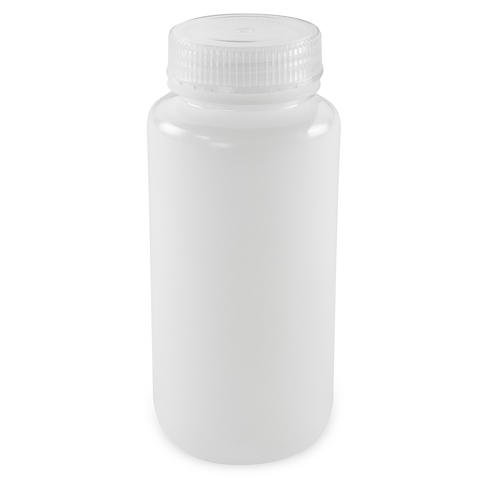 Bottle, Wide Mouth, Round, HDPE with PP Closure, 500mL, Bulk Packed with Bottles and Caps Bagged Separately, 125/Case — Qty/Unit: 125