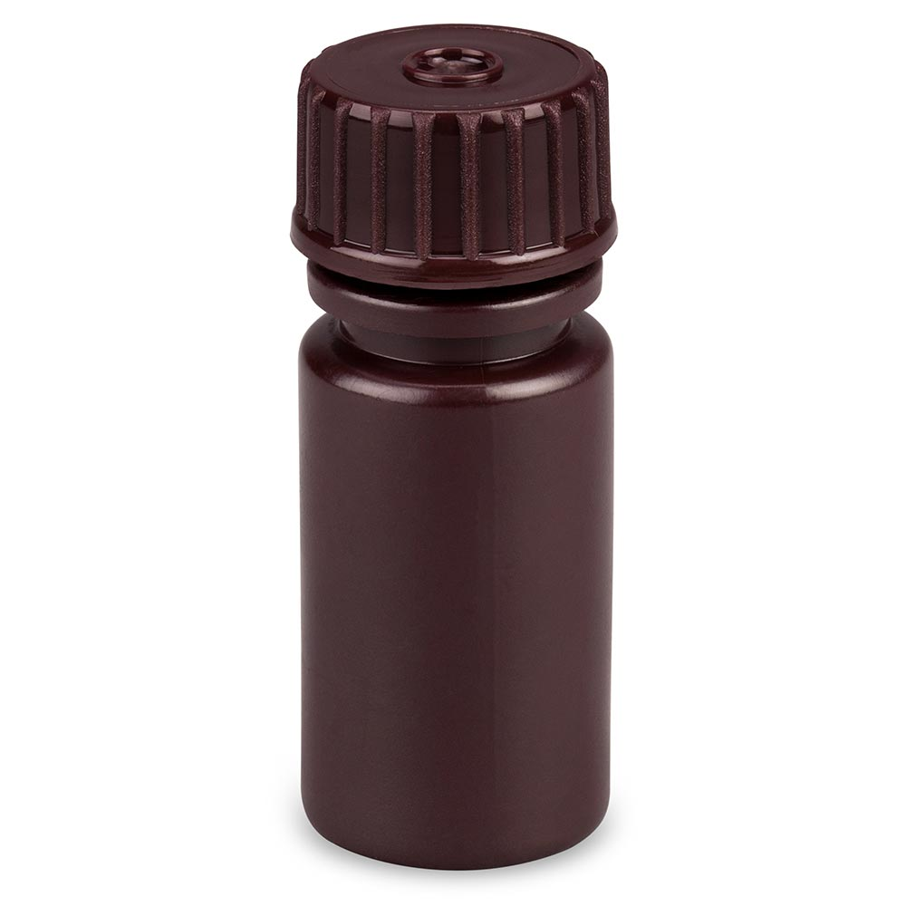 Bottle, Narrow Mouth, Boston Round, Amber HDPE with Amber PP Closure, 4mL, Bulk Packed with Bottles and Caps Bagged Separately, 2000/Case — Qty/Unit: 2000