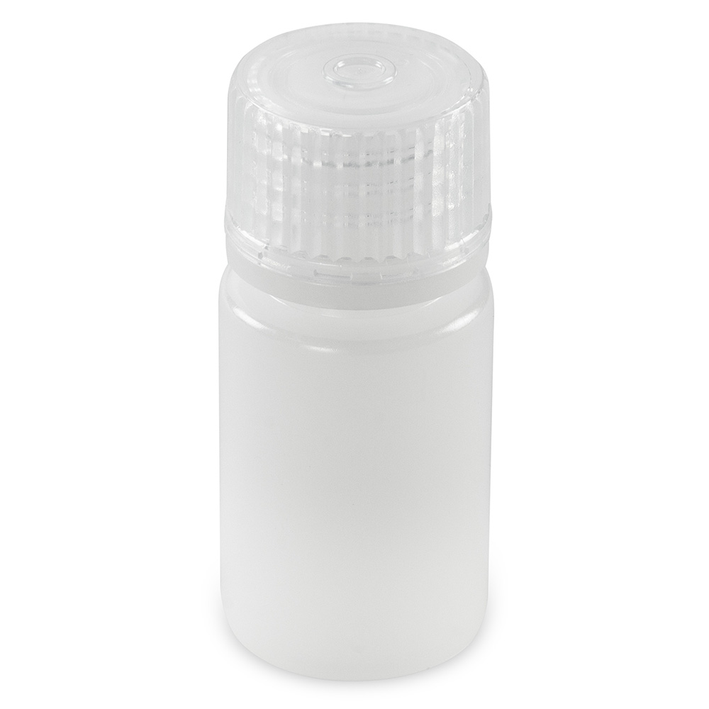 Bottle, Narrow Mouth, Boston Round, HDPE with PP Closure, 15mL, Bulk Packed with Bottles and Caps Bagged Separately, 2000/Case — Qty/Unit: 2000