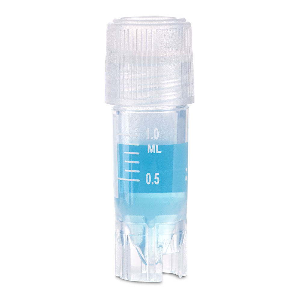 Cryogenic Vials, 1.0ml, Sterile, External Threads, Attached Screwcap with O-ring seal, CB, SS, PG, WS — Qty/Unit: 500