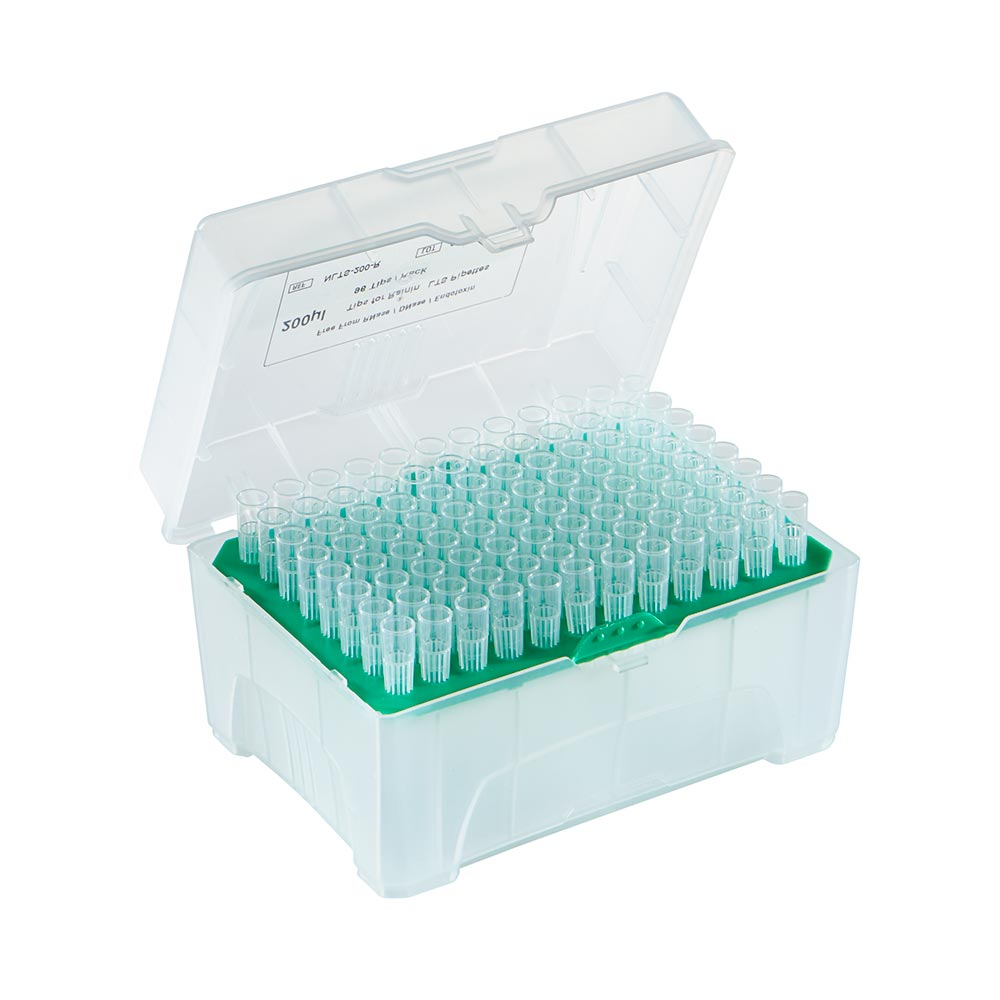 PosiStop Filter Pipette tip, 1000ul, Low-retention, Sterile, GreenRack, graduated, 96/rack, 6 racks box, 10 boxes case — Qty/Unit: 576