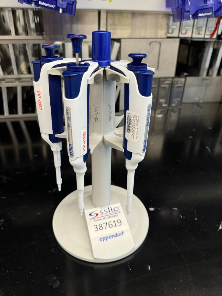 Rainin Pipet-Lite XLS Single Channel Pipettes w/ Eppendorf stand - Quantity 3