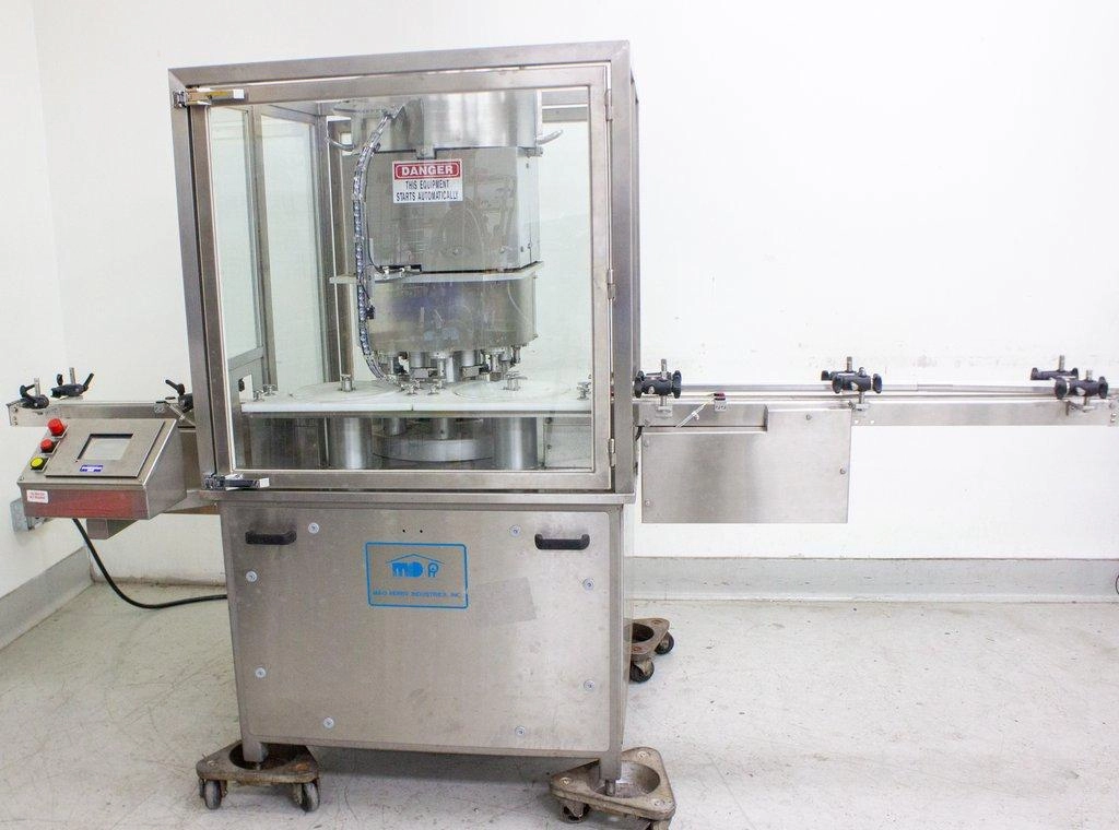 M & O Perry Industries Alu-Crimp Sealing Machine with Vibratory Bowl Feeder & Conveyor Model RPC - 3320975980