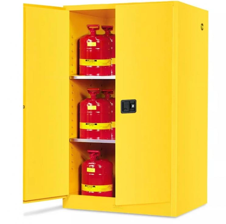 Uline H-1565M-Y Flammable Storage Cabinet - Manual Doors, Yellow, 60 Gallon - 3368437