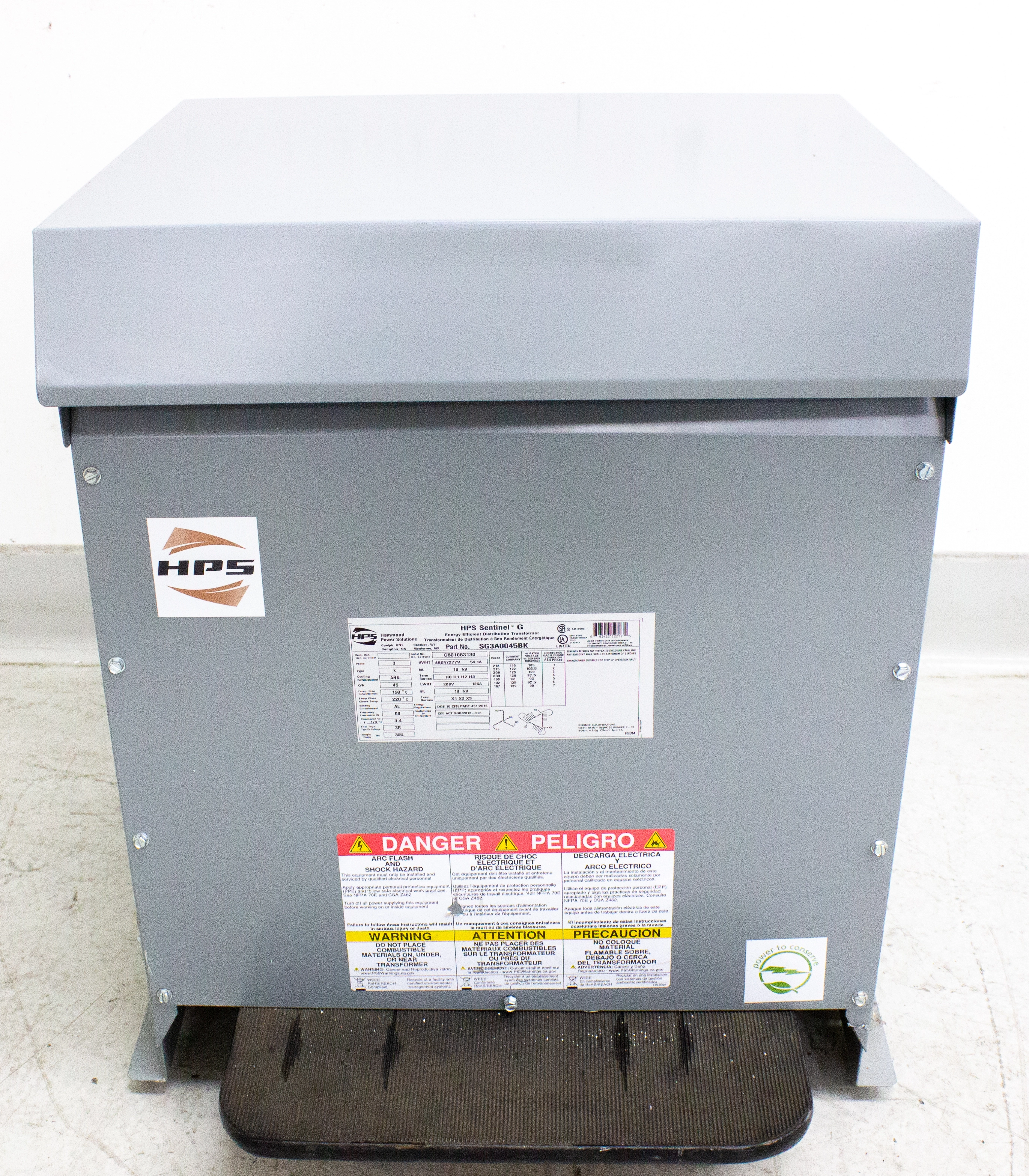 HPS Sentinel G General Purpose Distribution Transformer P/N SG3A0045BK - 3373334