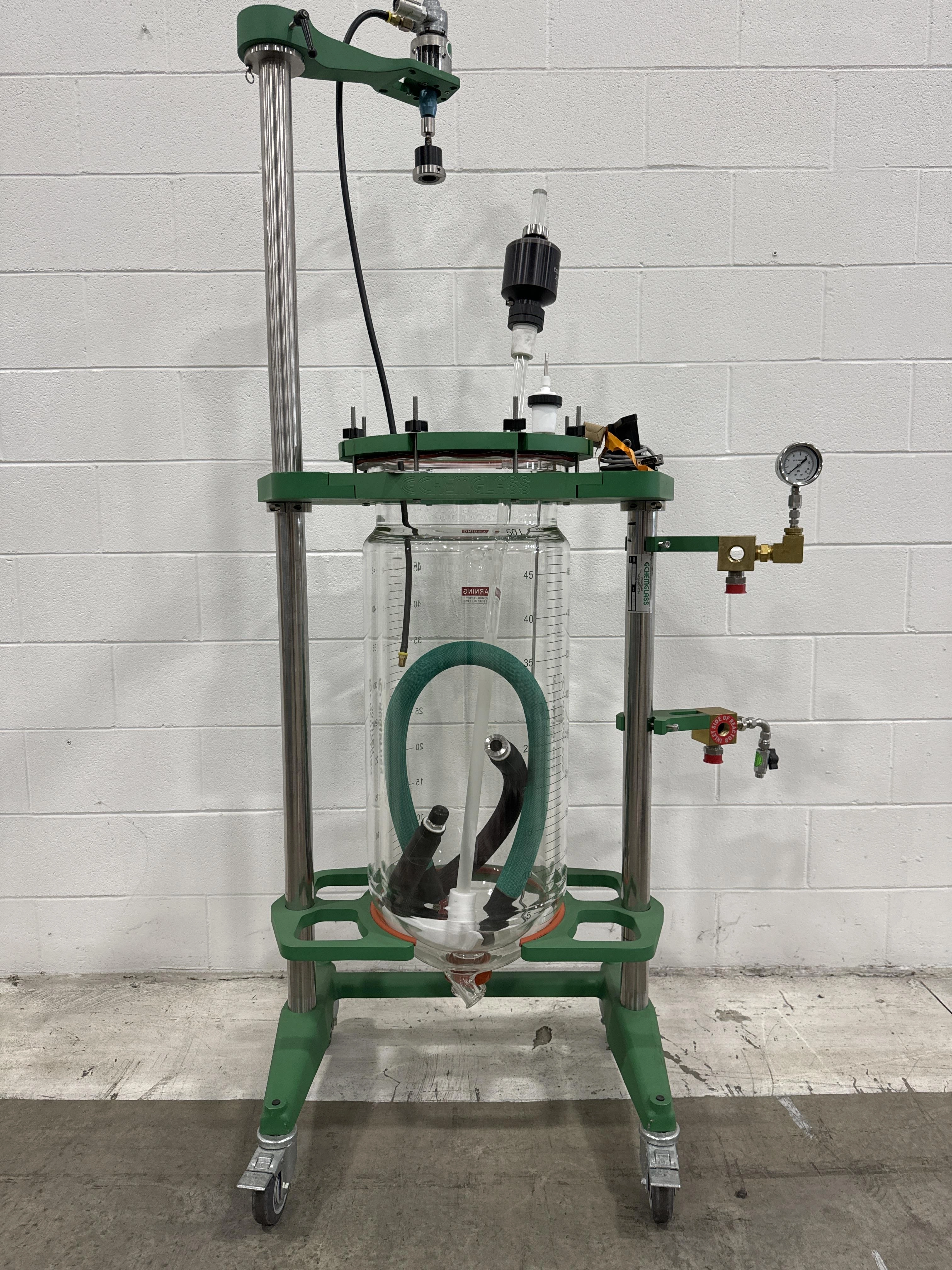 Chemglass Mixer BNMS-50 Portable Stand 50 Liter Corrosive Chemical Glass Stir Rod Air Powered Reduction Drive - ST227577