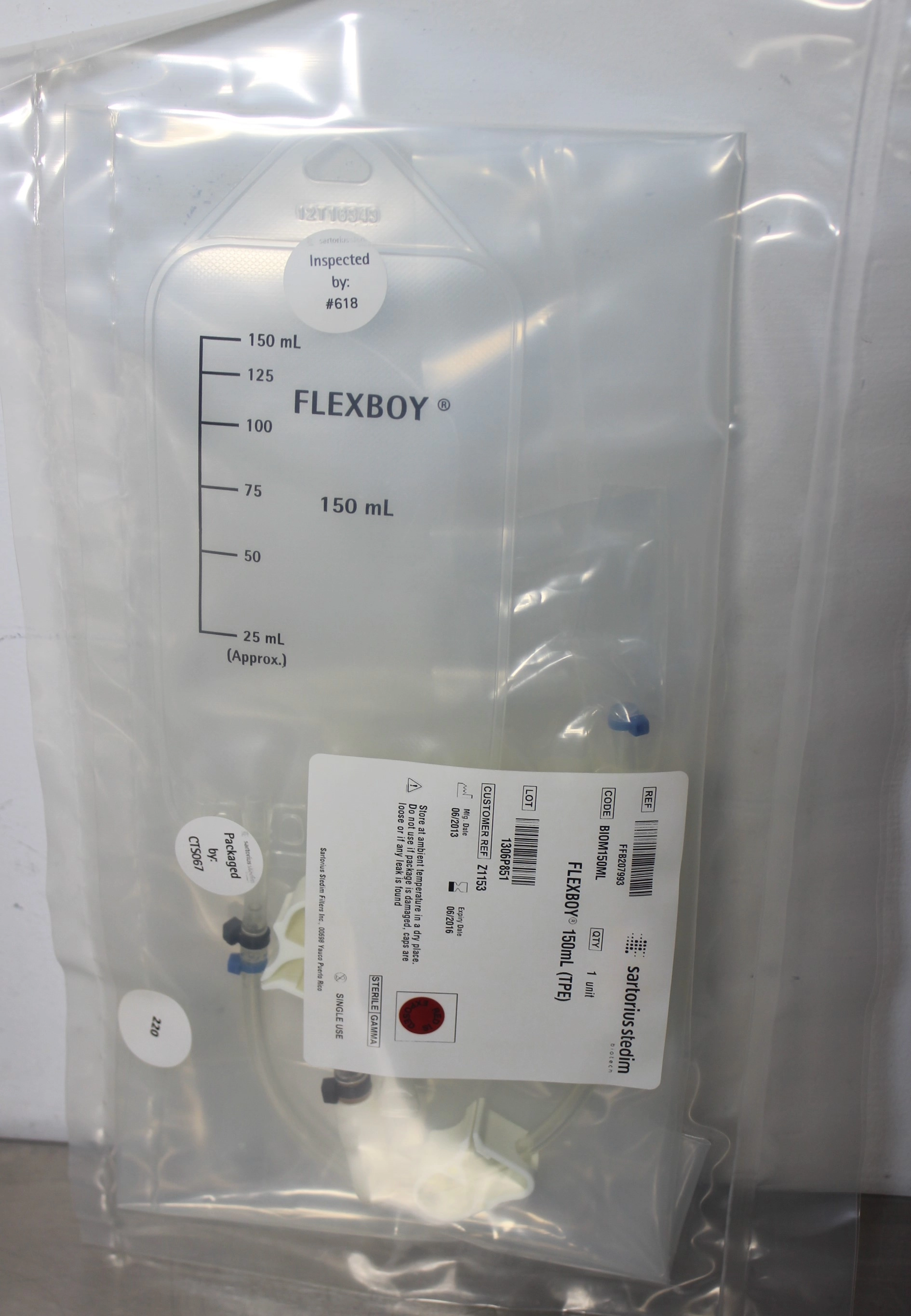 Sartorius Flexboy Bioprocessing Bags 150mL Pack of 50 - 3366977