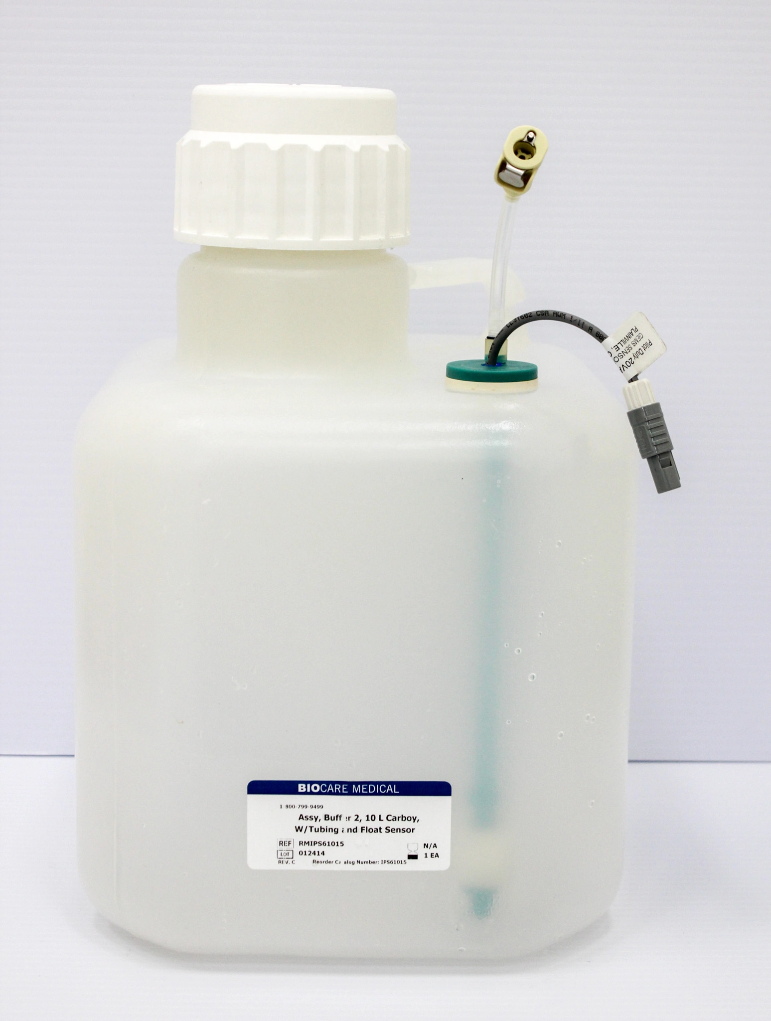 Biocare Medical Waste Carboy Assy, Buffer 2, 10L w/ Tubing and Float Sensor - 3364895