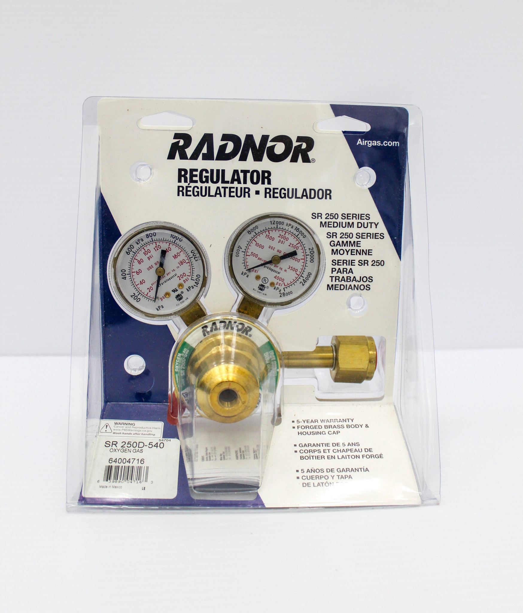 RADNOR Model SR250D-540 Classic Victor Medium Duty Oxygen Single Stage Regulator - 3375820