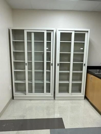 Used Tall Metal Floor Case, Sliding Glass Framed Doors