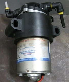 SHURFLO PUMP, MODEL NO: 8005-973-299, OPEN FLOW: 043 GPM 16, VOLTS: 36 VDC, AMPS: 033, PRESSURE S