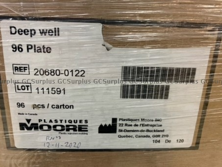 Plastiques Moore Deep Well Plates 20680-0122, 96 to a box, 15 Boxes on 28 Pallets (420 Boxes Total)